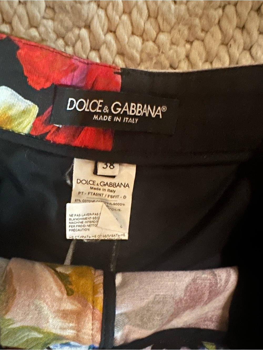 Dolce & Gabbana Black Floral-Trim Top with Multicolor Accents - Picture 2 of 3